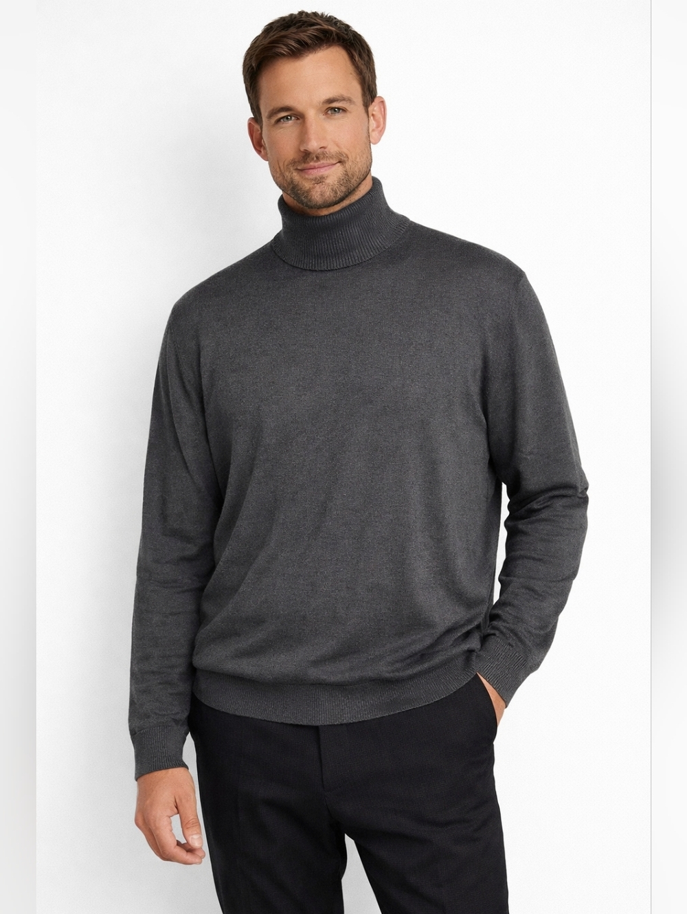 Neiman Marcus Patrick Assaraf Black Merino Wool Turtleneck Sweater Men's XL